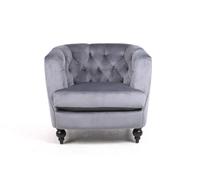 Velvet Accent Armchair Lead Grey Upholstered Lounge Chair Black Legs