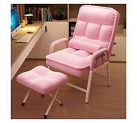 Velvet Accent Chair for Living Room Comfy Reclining Lounge Chair with 6 speed Backrest Adjustment Pink Reading Chair for Bedroom Fabric Lazy Sofa Chair