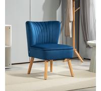 Fabric Accent Chair Leisure Chair with Wood Legs and Armless Design HOMCOM Dark Blue One Size