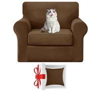 Velvet Armchair Cover - Elastic Slipcover with Separate Seat Cushs & Backrest Protect - Transform Your Sofa with Couch Covers