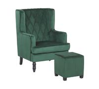 Armchair SANDSET with Footstool Velvet Dark Green