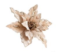 Velvet Artificial Christmas Flower Ornament 26cm Flexible Attachment Soft | Lifelike cloth material bendable design supports shaping fits holiday parties and weddings enhances decor all year