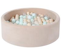 Velvet Baby Kids Children Ball Pit with 300 balls, Gift (Ball pit/balls colour: cappuccino/transparent, pearl, mint)