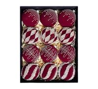 Velvet Balls for Christmas Tree | 12-Piece Christmas Flocked Balls Ornaments,Holiday Home Decor for Indoor Outdoor Party Bedroom Living Room Kitchen Table Mantel Garland