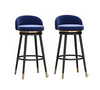 Velvet Bar Stool Set of 1/2 - Swivel Upholstered Counter Chair with Low Back Metal Frame for Kitchen Island Dining Room Patio - Stylish Modern Design