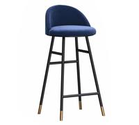 Velvet Bar Stool with Metal Legs, Upholstered Velvet Counter Height Stool Dining Room Pub Bar Chair (Blue,65cm/25.6in)