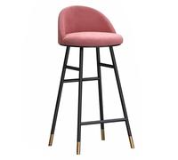 Velvet Bar Stool with Metal Legs, Upholstered Velvet Counter Height Stool Dining Room Pub Bar Chair (Pink,65cm/25.6in)
