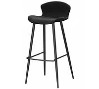 Velvet Bar Stools, Counter Height Bar Chairs with Back, Metal Legs and Footrest 26/30in Tall Stools Upholstered Island Kitchen Stool Dining Chairs (Black-1ps,65cm/26in)