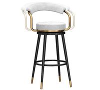 Velvet Bar Stools, Counter Height Degree Swivel Bar Chairs with Back and Footrest, Kitchen Pub Coffee Home Dinning Island Barstools Chairs, 300lbs (White-1ps,65cm/26in)