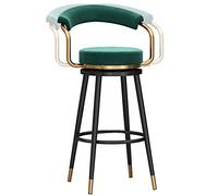 Velvet Bar Stools, Counter Height Degree Swivel Bar Chairs with Back and Footrest, Kitchen Pub Coffee Home Dinning Island Barstools Chairs, 300lbs (Green-1ps,65cm/26in)