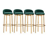 Velvet Bar Stools for Kitchen, Swivel Breakfast Counter Chairs with Backrest & Metal Legs, High Island Stools for Home Bar, Set of 3, Black, 29.5 Inches