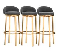 Velvet Bar Stools for Kitchen, Swivel Counter Chairs with Backrest, Metal Legs Breakfast Bar Seating, High Stools for Home Kitchen Island/Bar, Black, Set of 3, 29.5 Inches