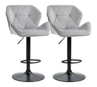 Velvet Bar Stools Set Of 2 Back Padded Swivel Chairs For Breakfast