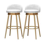 AZMANI Velvet Bar Stools Set of 2 Kitchen Stools with Backs Breakfast Counter Stools with Upholstered and Metal Footrest for Bar, Living Room and Home