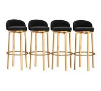 Velvet Bar Stools Set of 3 - 29.5" Swivel Kitchen Counter Chairs with Metal Legs, High Back Breakfast Bar Stools, Black for Home Kitchen/Island Use