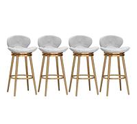Velvet Bar Stools with Back, Swivel Design, Modern Metal Kitchen Island Chairs, 29.5" Height, Set of 4, Stylish Upholstered Bar Seating for Home Decor, White