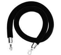 Velvet Barrier Ropes with Silver Hooks, Thick VIP Velvet Stanchion Queue Barrier Rope for Hotel Hospital Bank, 2-10Ft Hanging Ropes Crowd Control Stanchion Rope(Black,2m/6.6ft/79in)