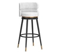 Velvet Barstool Counter Height Bar Stools, Upholstered Bar Chairs for Kitchen Bistro Pub for Dining Room Kitchen Island (White,75cm/29.6in)