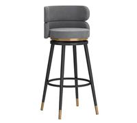 Velvet Barstool Counter Height Bar Stools, Upholstered Bar Chairs for Kitchen Bistro Pub for Dining Room Kitchen Island (Grey,75cm/29.6in)