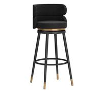Velvet Barstool Counter Height Bar Stools, Upholstered Bar Chairs for Kitchen Bistro Pub for Dining Room Kitchen Island (Black,75cm/29.6in)