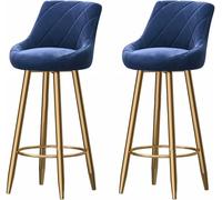 Velvet Barstools, Counter Stool LBS Set of 2, Tall Bar Stools for Kitchen Island Pub Living Room (Blue,75CM)