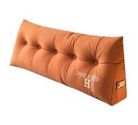 Velvet Bed Backrest Pillow with Pearl Cotton Filling Removable Washable Cover Side Pocket High Elastic Anti Sagging Embroidered for Lumbar Support Orange XL