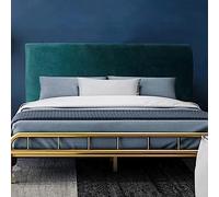 Velvet Bed Headboard Cover Slipcover, Bed Head Cover Double Single King Size Small Double Head Board Cover, Dustproof All-inclusive Elastic Bed Board Protection Cover for Bedroom Decor(150cm,Green)