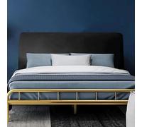 Velvet Bed Headboard Cover Slipcover, Bed Head Cover Double Single King Size Small Double Head Board Cover, Dustproof All-Inclusive Elastic Bed Board Protection Cover for Bedroom Decor(120cm,Black)