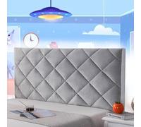 Velvet Bed Headboard Cover Superking Headboard Covers for Double Bed Headboard Protector Cover Dustproof Decoration Stretch Quilted Bed Head Covers,grey-120cm