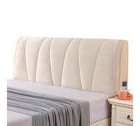 Velvet Bed Headboard Covers Slipcover, Stretch Bed Headboard Covers, Padded Dustproof Protector Cover for Single Double King Size Linen Fabric Leather Wooden Upholstered Head Board(150x60cm,Beige)