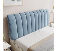 Velvet Bed Headboard Slipcover - Dustproof Protector for Queen & King Size All-Inclusive Backrest Cover with Elastic Band Washable Bedroom Decoration - Blue 140CM/55in