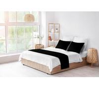Velvet Bed Runner Bed Scarf Handmade Reversible Perfect For Home and Hotel. (Black, King 48 x 250cm (18" x 98"))