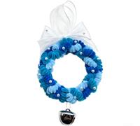 Velvet Bell Wreath 14cm DIY Christmas Ornament with Chenille for stem | Red Blue Flannel Bell Pendant for Door Wall Party Decor, for mini Holiday Wreath Festive Wall Hanging Small Xmas(Blue)