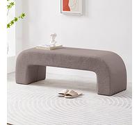 Velvet Bench Upholstered Ottoman, Rectangular Coffee Table, Faux Fur Entryway Footrest for Bedroom or Hallway, Modern Design