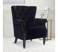 Velvet Black Accent Wingback Chair