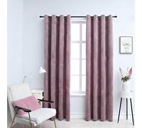 Velvet Blackout Curtains 2pcs Antique Pink 140x245cm Ring-Top Polyester Thermal