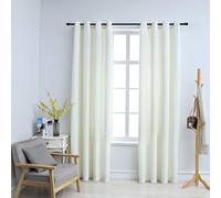 Velvet Blackout Curtains Cream 140x225 cm 2pcs Metal Ring Top Polyester Thermal