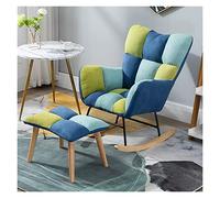 Velvet Blue Rocking Accent Chair with Ottoman - Upholstered Glider Rocker Armchair for Nursery Cozy High Backrest Side Chair with Armrests - Perfect for Comfort and Style