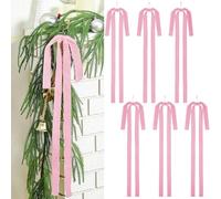 Velvet Bow Christmas Ornaments 12 Piece Set With Vintage Look, Designed For Trees And Wreaths, Crafted From Velvet Ribbon For Lasting Holiday Decorating(pinl)