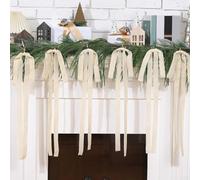 Velvet Bow Christmas Tree Ornaments 12 Pieces Set with Vintage Design for Holiday Trees and Indoor Wreaths Using Velvet Fabric (Beige)