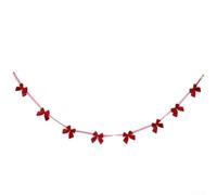 Velvet Bow Garland 200cm Christmas Tree Decoration Pre-Assembled Fabric | Ornaments for Holiday Party Home Window Wall Decor Festive and Green Seasonal Display