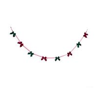 Velvet Bow Garland 200cm Christmas Tree Decoration Pre-Assembled Fabric | Ornaments for Holiday Party Home Window Wall Decor Festive and Green Seasonal Display