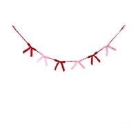 Velvet bow garland 5 9 ft banner for decorating Christmas trees staircases and mantelpieces with a luxurious look (Red+pink)