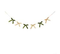 Velvet bow garland banner for Christmas tree, fireplace, and stairs 5 9 ft length with refined holiday style (Light green+beige)