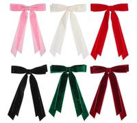 Velvet Bow Hair Clips 6 Pack Synthetic Fibre Elegant Girls | Bowknot Shape, Soft Feel and Sturdy Build, Variety of Colours, Suitable for Women