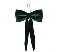 Velvet Bow Tree Ornaments, Christmas Decorations Long Velvet Bow Tree Ornaments, Cloth Velvet Bow For Tree And Window Hanging(20cm Green)
