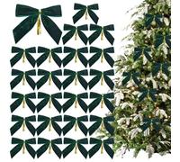 Velvet Bows For Christmas - 24 Red Velvet Bows & 3.5 In Vintage Ribbons - Indoor/Outdoor Ornaments For Wreaths, Garlands & Parties