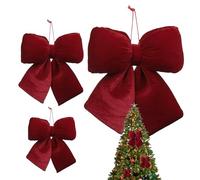 Velvet Bows For Christmas Tree - 14x12cm Red Decorative Holiday Bows | Large Velvet Bow Garland Ornaments | For Party Wedding Home Tree Front Door Wreath Holiday Event Celebration