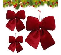 Velvet Bows For Christmas Tree - 14x12cm Red Decorative Holiday Bows | Large Velvet Bow Garland Ornaments | For Party Wedding Home Tree Front Door Wreath Holiday Event Celebration