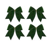 Velvet Bows for Christmas Tree, 4 Piece Set Large Ribbon & Decorative Charm Accents, Elegant Holiday Tree Bow Ornaments, for Window Door Wall Stairs Fence Fireplace Home Yard Party Wedding Decor